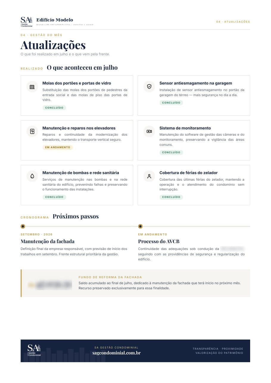 Boletim informativo, página 4: Atualizações